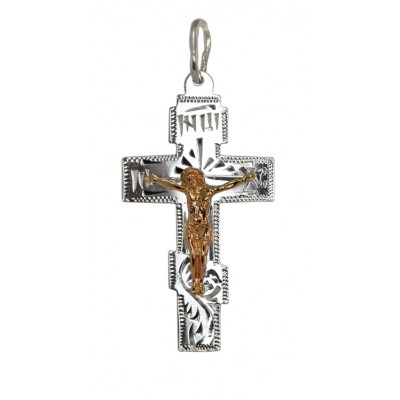 Крест православный с золотым распятием 34795