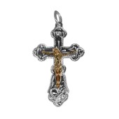 Крестик православный из серебра с золотым распятием