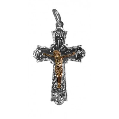 Крест православный с золотым распятием 34802