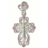 Женский крестик серебряный с фианитами 25733