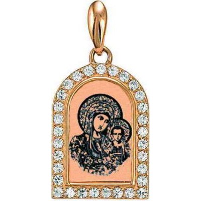 Золотая нательная иконка Казанская Божья Матерь 36786