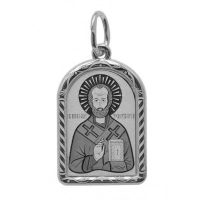 Серебряная иконка на шею с ликом Николая Чудотворца 39474