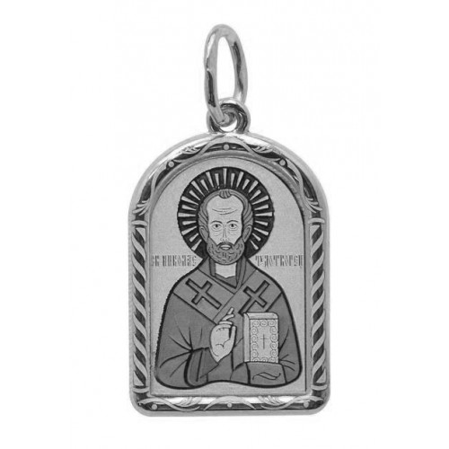 Серебряная иконка на шею с ликом Николая Чудотворца