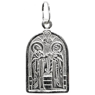 Подвеска серебряная нательная иконка святые Петр и Феврония 41502