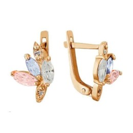 Позолоченные серебряные серьги "Букет" 298494