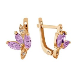 Позолоченные серебряные серьги "Букет" 298494