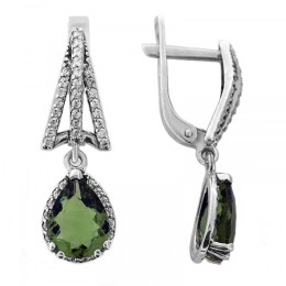 Серебряные серьги православные с синим фианитом 298525