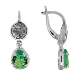 Серебряные серьги Птицы небесные фианит Капельки 298641