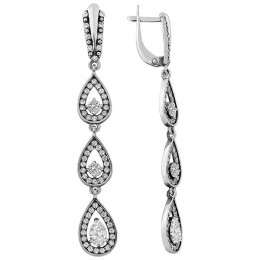 Серебряные серьги висячие с голубыми фианитами 330240