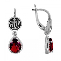 Серебряные серьги православные  Процветший крест 331544