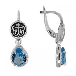 Серебряные серьги православные  Процветший крест 331544
