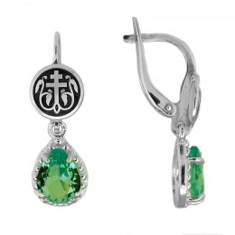 Серебряные серьги православные  Процветший крест 331544