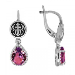 Серебряные серьги православные  Процветший крест 331544