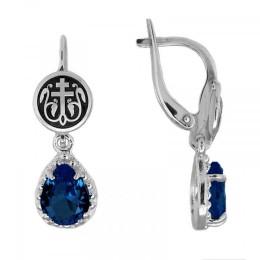 Серебряные серьги православные  Процветший крест 331544