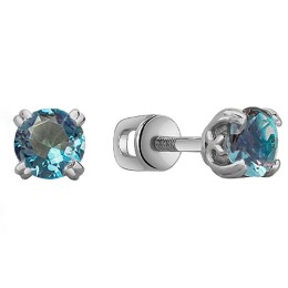 Серебряные серьги-пусеты с синим камнем 331948