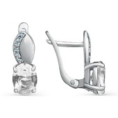 Серебряные серьги короткие (размер 15х8 мм) с фианитом, арт. 332209