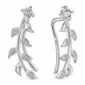 Серебряные серьги клаймберы вдоль уха "Веточки", арт. 336797