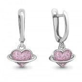 Серебряные серьги детские "Сердце" с эмалью, арт. 342001