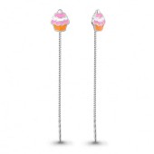 Серебряные серьги детские протяжки "Кексики", арт. 342005