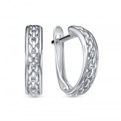 Серебряные серьги (размер 15х4 мм) без камней, арт. 344843