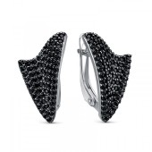 Серебряные серьги с черными камнями "SKAL SILVER", арт. 345324