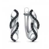 Серебряные серьги с черными камнями, арт. 345330