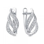 Серебряные серьги короткие офисные с фианитами, арт. 345333