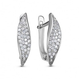 Серебряные серьги "Белый тюльпан" 345443