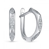 Серебряные серьги (размер 15х3 мм) прозрачные фианиты, арт. 345445