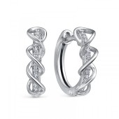 Серебряные серьги короткие витые с прозрачными фианитами, арт. 345452