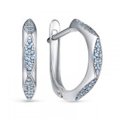 Серебряные серьги (размер 15х3 мм) голубые фианиты, арт. 345600