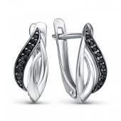 Серебряные серьги с черными камнями, арт. 345602
