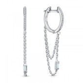 Серебряные серьги-хупы с цепочками (размер 3,9х1,6 см), арт. 345605