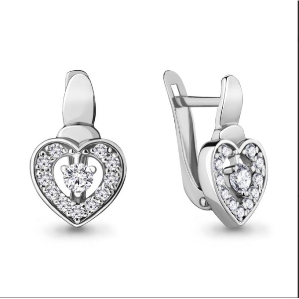 Серебряные серьги в виде сердца 35904