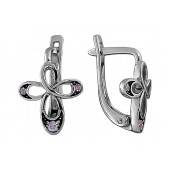 Серьги серебряные сиреневые фианиты