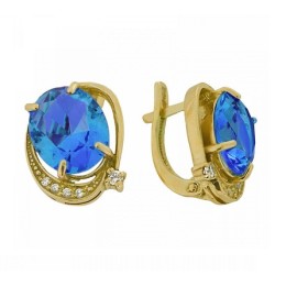 Позолоченные серьги с камнями желтая позолота 18385