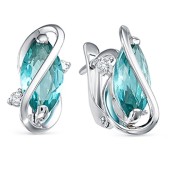 Серебряные серьги женские с голубыми фианитами 18690