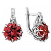 Серебряные серьги с камнями красный фианит