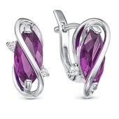 Серебряные серьги женские с голубыми фианитами 18875