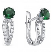Серебряные серьги женские с зелеными фианитами