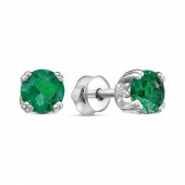 Серебряные серьги пусеты зеленые фианиты 18909
