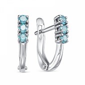 Серебряные серьги с голубыми фианитами женские, арт. 25300