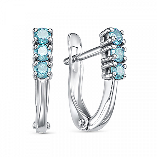 Серебряные серьги с голубыми фианитами 25300