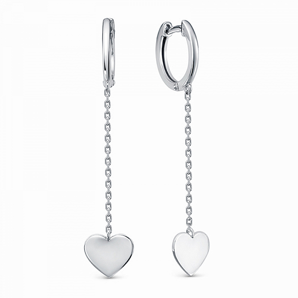Серебряные серьги с подвесками Сердце 25305