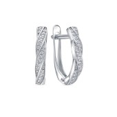 Серьги серебряные с фианитами женские витые, арт. 25306