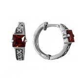 Серебряные серьги с фианитами оранжевые камни 31529