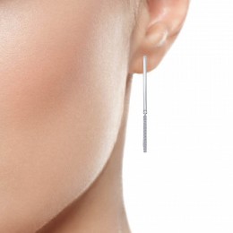 Серебряные серьги-гвоздики удлиненные сережки палочками 31649
