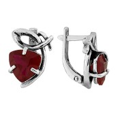 Серьги серебряные с красными камнями женские, арт. 40445
