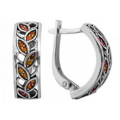 Серьги серебряные с камнями оранжевые фианиты, арт. 41206