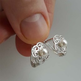 Серебряные серьги с жемчугом 42118